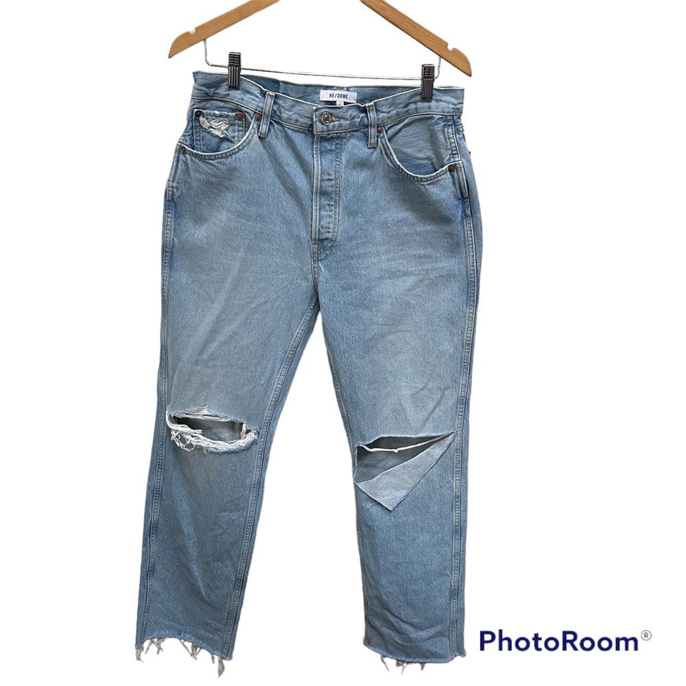 Revolve Re/Done 90s High Rise Loose Jeans in Breezy Indigo with Rips Size 30 - Picture 4 of 12